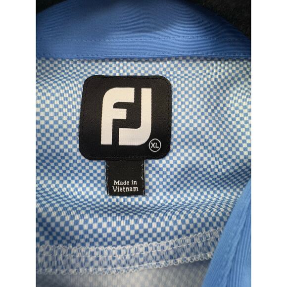 FootJoy Polo Mens XL Blue White Checkered Athletic Golf Short Sleeve Stretch - Picture 3 of 7